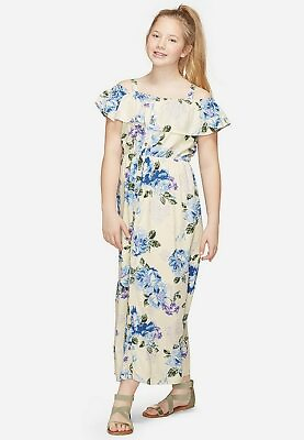 #ad Justice Girl#x27;s Floral Off Shoulder Flounce Maxi Dress NEW NWT $14.99