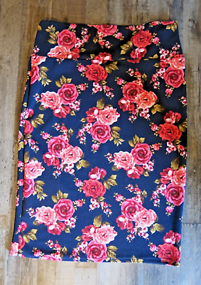 #ad LulaRoe Cassie Pencil Skirt SZ L Pink Floral Print NWOT $12.95
