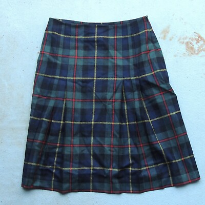 Brooks Brothers Skirt Size 4 Green Plaid Wool School A Line $39.99