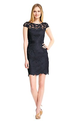 #ad WD#6 Adrianna Papell New Womens Black Cap Sleeve Lace Cocktail Dress Size 18 $99.00
