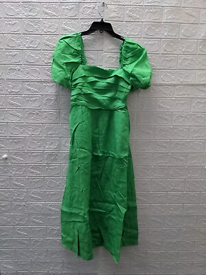 #ad New Forever New Dream Ruched Bodice Midi Dress Green Sz.6 $49.99