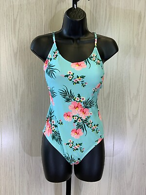 Girl#x27;s Floral One Piece Swimsuit Size 15 16 Blue Multi NEW MSRP $65 $16.99