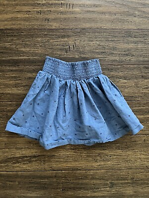 #ad Hamp;M Girls Blue Denim Chambray Elastic Waist Skirt 100% Cotton Child 4 6Y $5.50