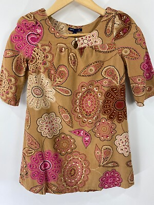 GapKids Girls Dress Size Medium Brown Corduroy Floral Print $19.95
