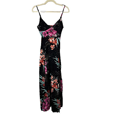 #ad Forever 21 Maxi Dress Size XS Floral Adjustable Spaghetti Straps Side Zip $12.57