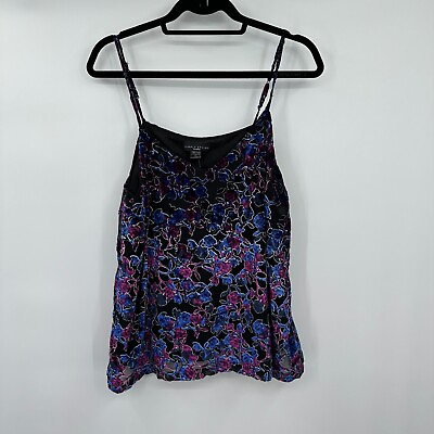 #ad Simply Styled by Sears Womens Top Large Black Purple Casual Sleeveless Lined New $7.99