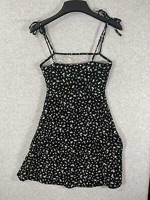 Divided Juniors Dress Black w Flowers Spaghetti Straps Light Summer Size XS $5.98