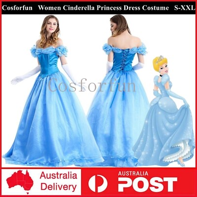#ad Womens Cinderella Princess Dress Costume Cosplay Adults Princess Party Dress Up AU $89.49