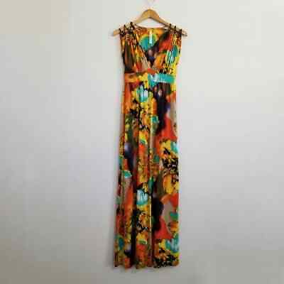 #ad S Twelve Bright Colorful Big Floral Maxi Dress Size S M $14.24