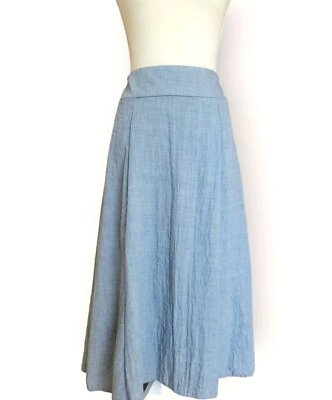 #ad #ad Laura Scott Light Blue Pull On Midi A Line Elastic Waist Lined Skirt Size L $9.99