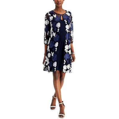 #ad Connected Apparel Womens Navy Layered Cocktail and Party Dress 12 BHFO 3080 $19.99
