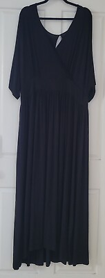 #ad ELOQUII Black maxi dress slit front Plus SZ 22 24 curvy short sleeve F11 $15.95