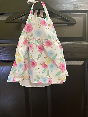Baby Girl Spring Summer White Floral Dress. Size 0 6 Months $8.99