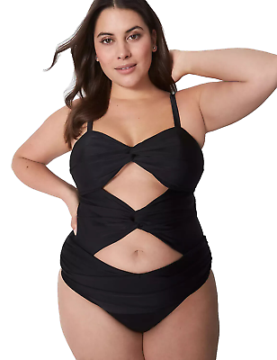 #ad Cacique New With Tags No Wire Twisted Swim One Piece Plus Size 24W $72.74