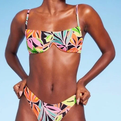 #ad Women#x27;s Underwire Bralette Bikini Top Wild Fable Tropical Print L $9.96