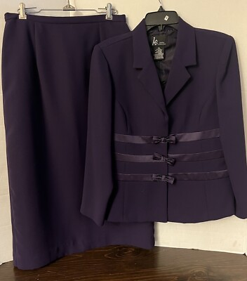 #ad KS Petite Collection Purple Ladies Skirt Suit Size 14P $35.00