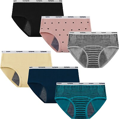 #ad 6 Pack Teen Girls Cotton Underwear Panties Mid rise Soft Briefs Bikini 8 16T $14.59