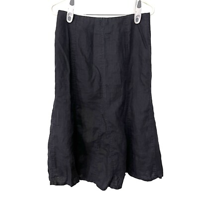 #ad Kim Rogers Womens Size 8 Petite Black Linen Skirt Long Flare Skirt Summer Spring $7.00