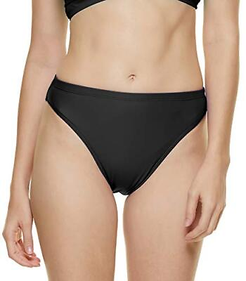 Annbon Women#x27;s High Cut Bikini Bottoms Mid Rise Tankini Swimsuit Bottom Blac... $29.22