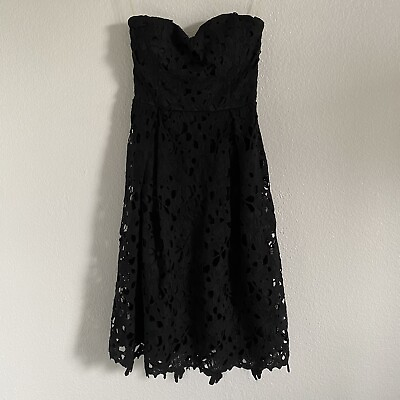 #ad NWT Francesca#x27;s Alya Women#x27;s Black Harpeth Strapless Lace Dress Size Small $26.99