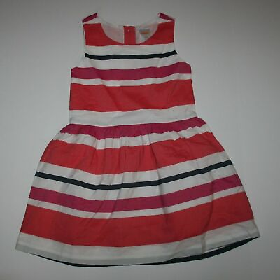 New Gymboree Girls 7 Year Dress Party Fancy Coral Red White Stripes Lined Knee $17.50