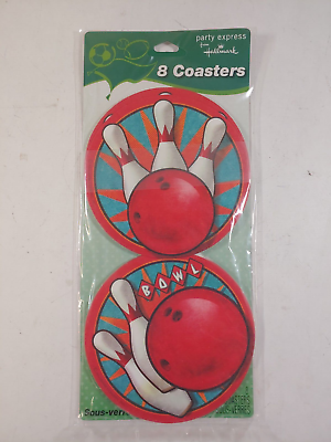 Hallmark Party Express Paper Bowling Themed Coasters New 8 Per Pack $4.95