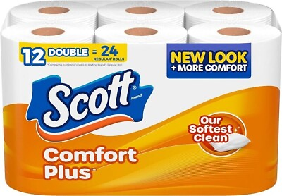 #ad Comfort Plus Toilet Paper 12 Double Rolls 231 Sheets per Roll Septic Safe $6.99