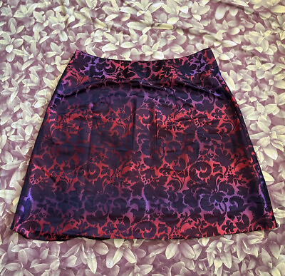 #ad Lane Bryant Black Red Purple Ombré Pleated Floral Skirt Women Plus Size 18 $16.99