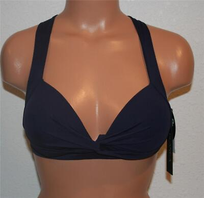 #ad #ad La Blanca Bikini Swim Top Indigo Size 4 Blue Twist Front Crisscross NEW Push Up $17.42