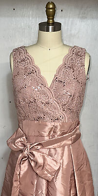 #ad JH Evenings V Neck Evening Gown Long Dress Color Rose Size 6 $29.99