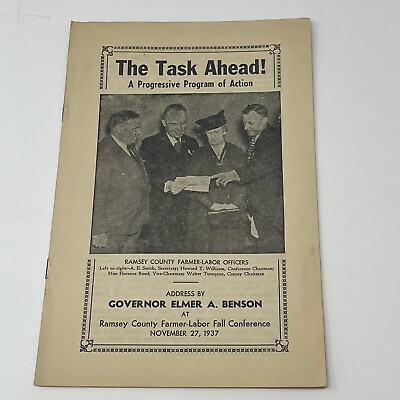 #ad #ad 1937 Ramsey County Farmer Labor Party Fall Conference Program Minnesota MN $132.95