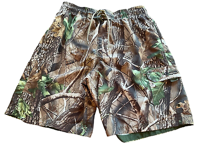 #ad Realtree Board Shorts Swimsuit Men’s Large L Brown Green Camouflage Drawstring $11.95