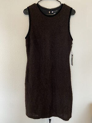 #ad Carole Little Dress Sz Large Brown Womens Mohair Sheath Sweater Sleeveless NEW $35.99