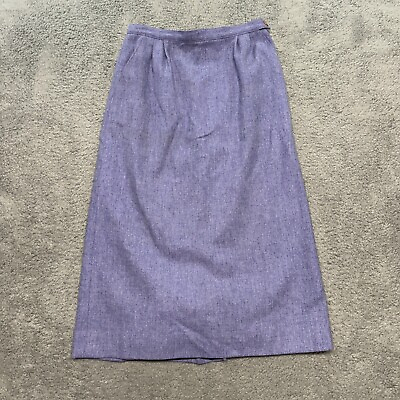 #ad Vintage Pendelton Skirt Womens 10 Purple Virgin Wool 2 Pocket Button Closure USA $24.97