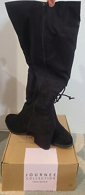 #ad JOURNEE COLLECTION Womens Black Leeda Block Heel Boots Size 11 WC $13.50