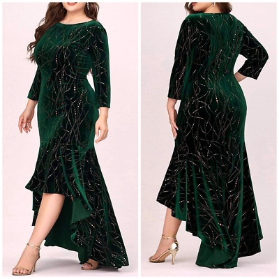 #ad #ad Everpretty Women#x27;s Plus 26 Stylish Bodycon High Low Green Velvet Party Dress $45.79