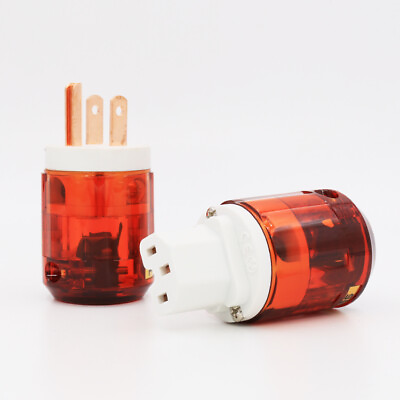 Pair P 046E Pure Red Copper US Power Pug IEC Connector for HIFI Power Cable DIY $9.99