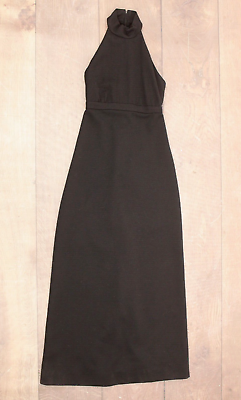 #ad Vtg Women#x27;s 70s Black High Neck Maxi Dress 1970s Long Gown Sz XS Jonathan Logan $59.99