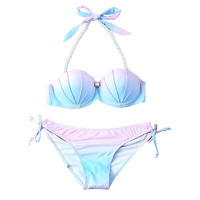Women#x27;s 2 Piece Gradient Bikini Bathing Suit Mermaid Halter String Triangle Hot $19.05
