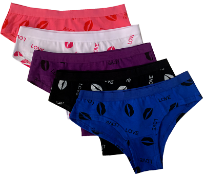 #ad Lot of 5 Women Bikini Panties Brief Floral Cotton Underwear Size M L XL #9871 $10.99