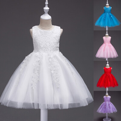 #ad #ad US Baby Girls Bridesmaid Lace Tutu Dress Kids Party Bow Wedding Princess Dresses $35.14