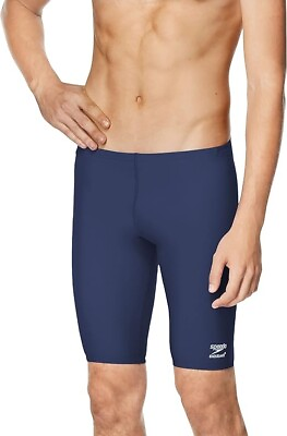 #ad SPEEDO MEN#x27;S COMPETITION SWIMSUIT JAMMER ENDURANCE USA ADULT NAVY BLUE SIZE 34 $21.99