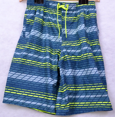 #ad Nike Swimsuit Mens Sz Medium Blue Mesh Lined Pockets Drawstring Geometric $12.00