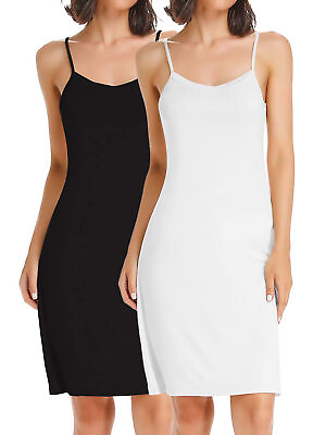 Womens Spaghetti Strap Full Cami Slip Camisole Under Dress Liner Mini Nightgown $11.99