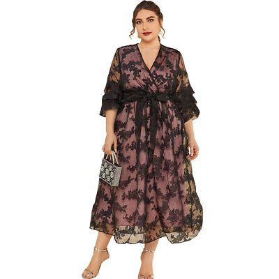 Muslim Women Abaya Long Dress Loose Kaftan Evening Cocktail Gown Party Plus Size $44.06