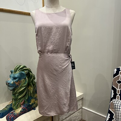 #ad NWT EXPRESS SZ MEDIUM CHAMPAGNE PINK WRAP SLEEVELESS DRESS SHORT PARTY COCKTAIL $57.23