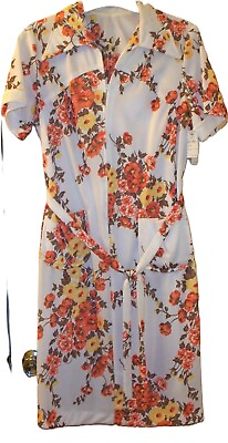 #ad NEW WOMEN#x27;S DRESS SIZE 18 COLOR CREAM ORANGE YELLOW GREEN FLORAL PRINT N455 $19.50