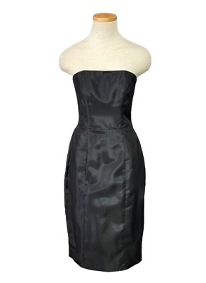 #ad Betsey Johnson Evening Dress Size 4 Black Cocktail Strapless Black Ruffle Back $29.95