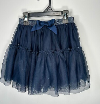 #ad Hamp;M Girls Glitter Flared Tulle Tutu Navy Elastic Waistband Skirt Size 4 6Y $12.45