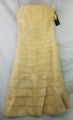 Alfred Sung Womens Yellow￼ Dress Size 2 Formal Strapless Bridesmaid Prom Wedding $77.77